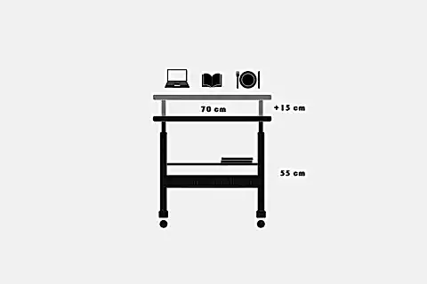 YÜKSEKLİK AYARLI VE ÇİFT RAFLI LAPTOP SEHPASI, ÇAM, 70X40