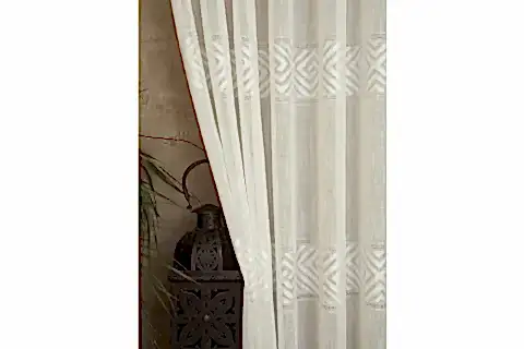 VRC DESEN KETEN PİLESİZ TÜL PERDE, EKRU, 100X260