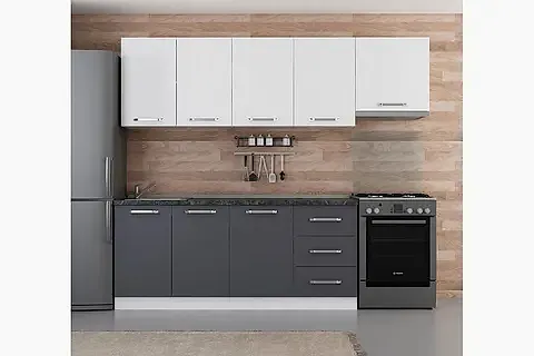 MİNAR GLORİA 250 CM MUTFAK DOLABI BEYAZ ANTRASİT 4