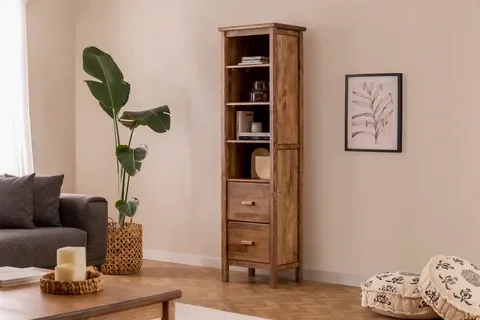 RANCH ÇEKMECELİ KİTAPLIK, 4 RAFLI, CEVİZ