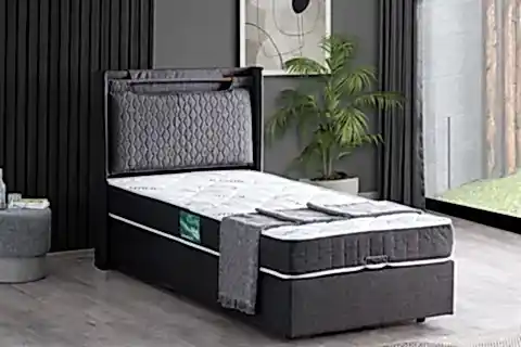 ZAGREB BAZA BAŞLIK VE COMFORT YATAK, ANTRASİT, 90X190
