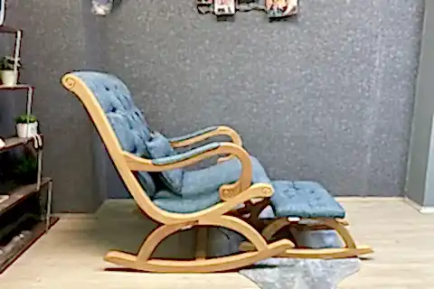RUSTİK SALLANAN SANDALYE, MAVİ, AHŞAP, NATUREL