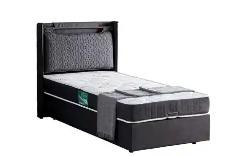 ZAGREB BAZA BAŞLIK VE COMFORT YATAK, ANTRASİT, 90X190