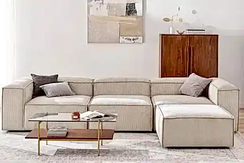 LENA FİTİLLİ KADİFE MODÜLER KÖŞE KOLTUK, BEYAZ
