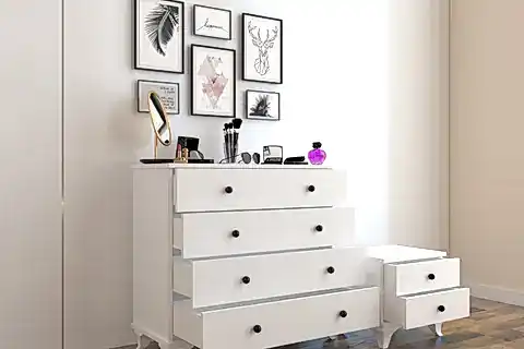 PELİN ŞİFONYER KOMODİN TAKIMI, 4 ÇEKMECELİ