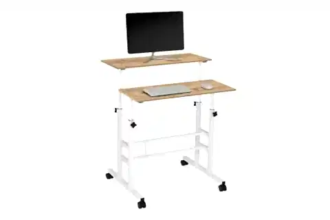 YÜKSEKLİK AYARLI LAPTOP MASASI, ÇAM BEYAZ, 80X60