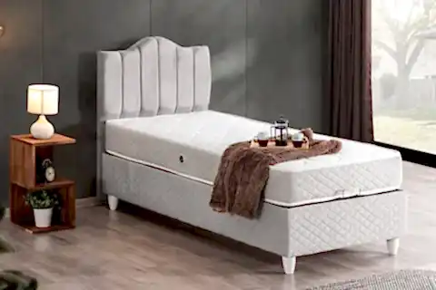 TREND BAZA BAŞLIK VE LETTO YATAK SETİ, AÇIK GRİ, 90X190