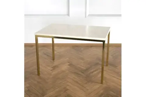 SHİNY YAN SEHPA, PİRİNÇ AYAK, BEJ MERMER TABLA