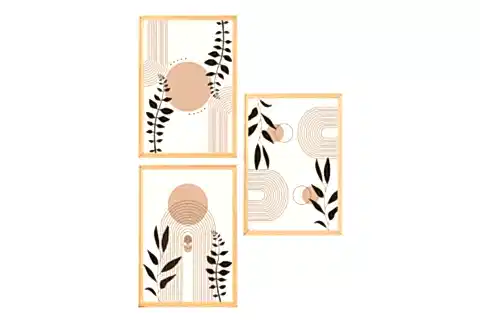 PREMİUM AHŞAP ÇERÇEVELİ ÜÇLÜ İSKANDİNAV BOHEM TABLO SETİ, SET1, 50X35