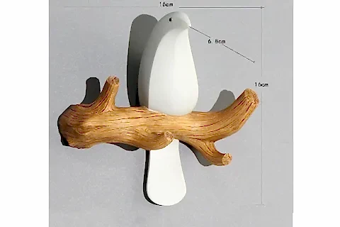 DAL ÜSTÜNDE KUŞ DEKOR ASKILIK, BEYAZ