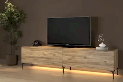 NAPOLİ LED IŞIKLI TV SEHPASI, ATLANTİK ÇAM, 200 CM