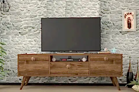 PENTA TV SEHPASI, AHŞAP AYAKLI, CEVİZ, 140 CM