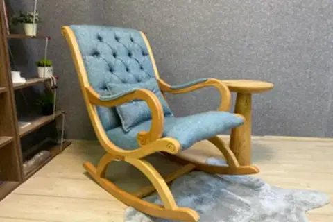 RUSTİK SALLANAN SANDALYE, MAVİ, AHŞAP, NATUREL