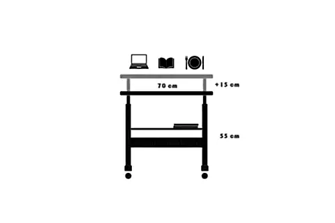 YÜKSEKLİK AYARLI VE ÇİFT RAFLI LAPTOP SEHPASI, ÇAM, 70X40