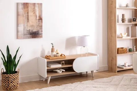 MİNDY TV SEHPASI, SAFİR MEŞE BEYAZ, 120 CM