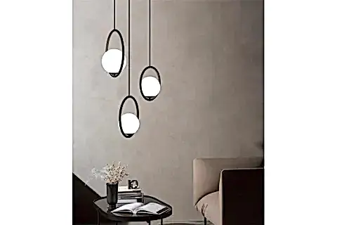MODERN ÜÇLÜ CAM SARKIT SİYAH AVİZE