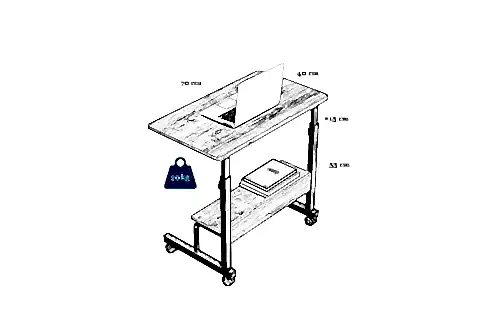 YÜKSEKLİK AYARLI RAFLI LAPTOP SEHPASI, ANTRASİT, 70X40