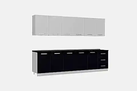 MİNAR  ELA 300 CM MUTFAK DOLABI BEYAZ ANTRASİT 300-A2