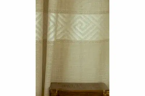 VRC KETEN ORTA SIK PİLE TÜL PERDE, BEJ RENGİ, 100X260