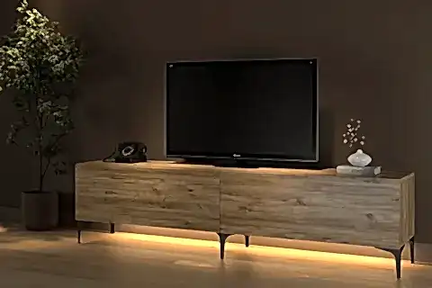 NAPOLİ LED IŞIKLI TV SEHPASI, ATLANTİK ÇAM, 200 CM