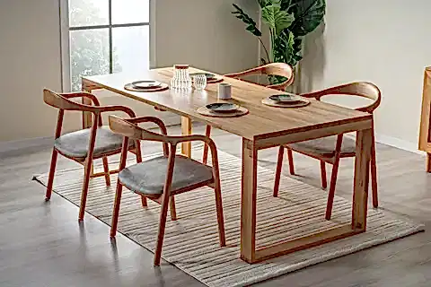 ATLAS MASİF AHŞAP YEMEK MASASI TAKIMI, NATURAL