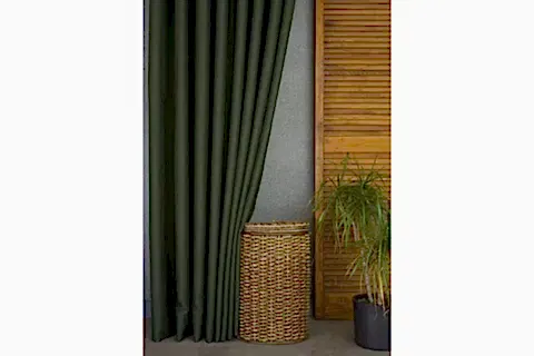 MASSARELLİ KETEN SIK PİLE FON PERDE, KOYU YEŞİL, 60X260