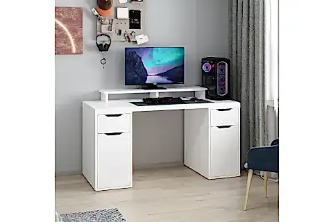 ALEN ÇALIŞMA MASASI, BEYAZ, 2 ÇEKMECELİ, 150 CM