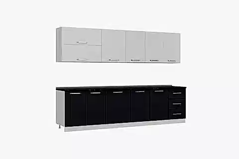 MİNAR ELA 300 CM MUTFAK DOLABI BEYAZ ANTRASİT 300-A1
