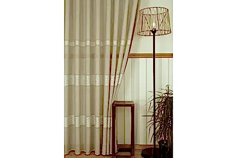 VRC DESEN KETEN SIK PİLE TÜL PERDE, BEJ RENGİ, 100X260