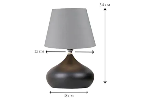 EVLİGHT, ANTRASİT ŞAPKA, TEKLİ METAL ABAJUR, SİYAH