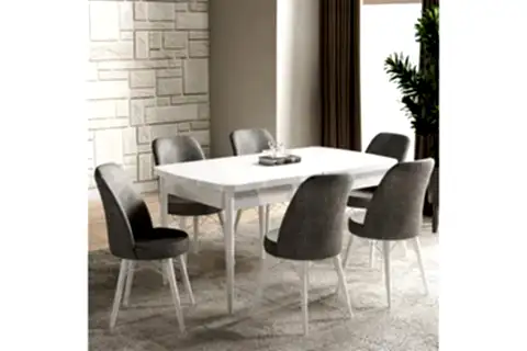 FIRAT AÇILABİLİR MDF BEYAZ MUTFAK MASA TAKIMI