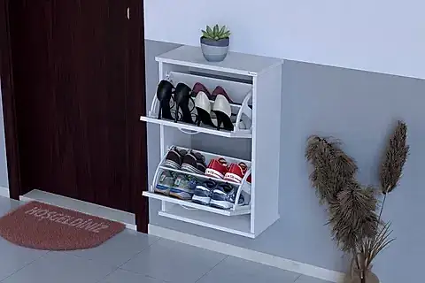 UMAY ASMA 52 CM 2 DÜŞER KAPAKLI AYAKKABILIK, BEYAZ
