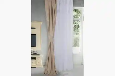 MASSARELLİ FON PERDE BEJ RENGİ PİLESİZ 260 CM 60