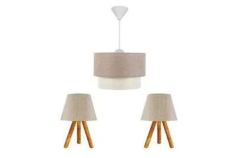 EVLİGHT ÜÇLÜ ODA SETİ AVİZE VE ABAJUR, KUMBEJİ