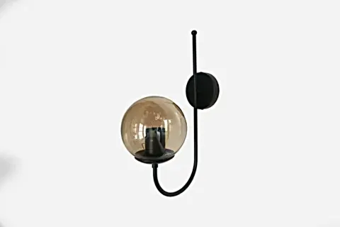 MODERN DUVAR APLİK, BAL CAMLI, SİYAH GÖVDELİ