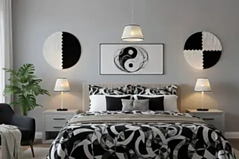 YİN YANG TÜL ABAJUR AVİZE SETİ, BEYAZ BAŞLIKLI