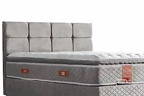 GÜMÜŞ BAZA BAŞLIK VE REAL PEDLİ YATAK, AÇIK GRİ, 90X200