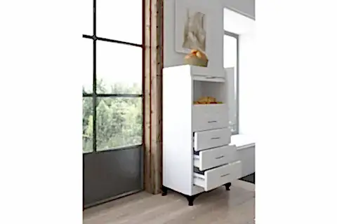 MİSSE MUTFAK DOLABI EKMEKLİK, BEYAZ, 4 ÇEKMECELİ