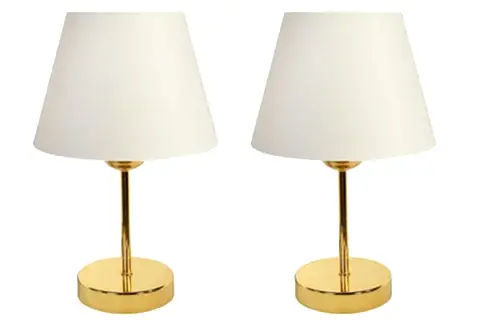 EVLİGHT METAL AYAKLI İKİLİ ABAJUR ABAJUR GOLD BEYAZ