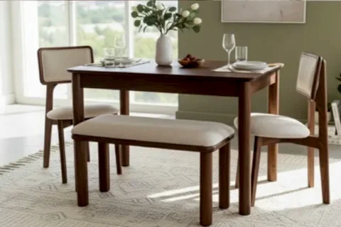 ELENA CEVİZ RENGİ AÇILIR BENCHLİ MUTFAK MASA TAKIMI 80X120
