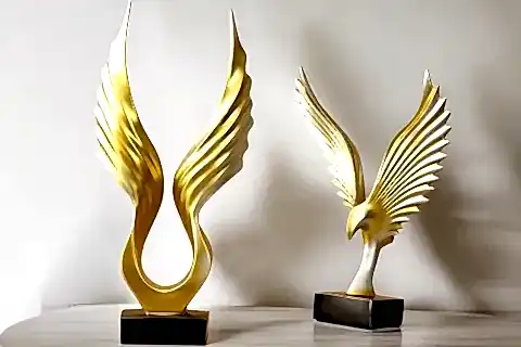 SOYUT KANAT ANKA KUŞU OBJE SET, GOLD