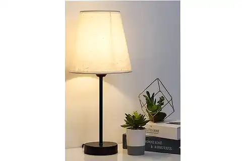 EVLİGHT BLACK TEKLİ ABAJUR, METAL MASA LAMBASI, KREM