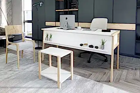 LAGOMOOD ZENİTH OFİS MASASI, BEYAZ MEŞE, 150CM