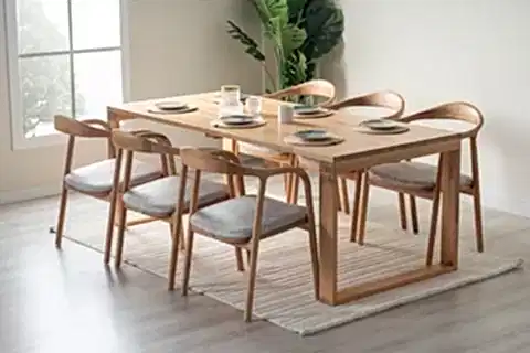 ATLAS MASİF AHŞAP YEMEK MASASI TAKIMI, NATURAL