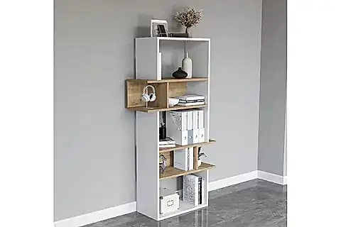 LAGOMOOD INFY KİTAPLIK, BEYAZ MEŞE, 5 RAFLI