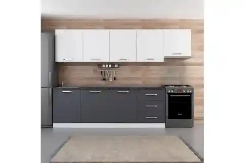 MİNAR  ELA 300 CM MUTFAK DOLABI BEYAZ ANTRASİT 300-A11