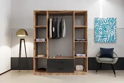 LATRE 4 KAPAKLI GARDIROP , 2 ÇEKMECELİ, AYNALI