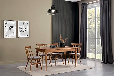 WEST AHŞAP MASA TAKIMI, 120X80