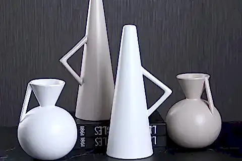 İSKANDİNAV DÖRTLÜ VAZO SET, BEYAZ KREM