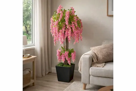 YAPAY BİTKİ PEMBE WİSTERİA SALKIM AĞACI, 190 CM